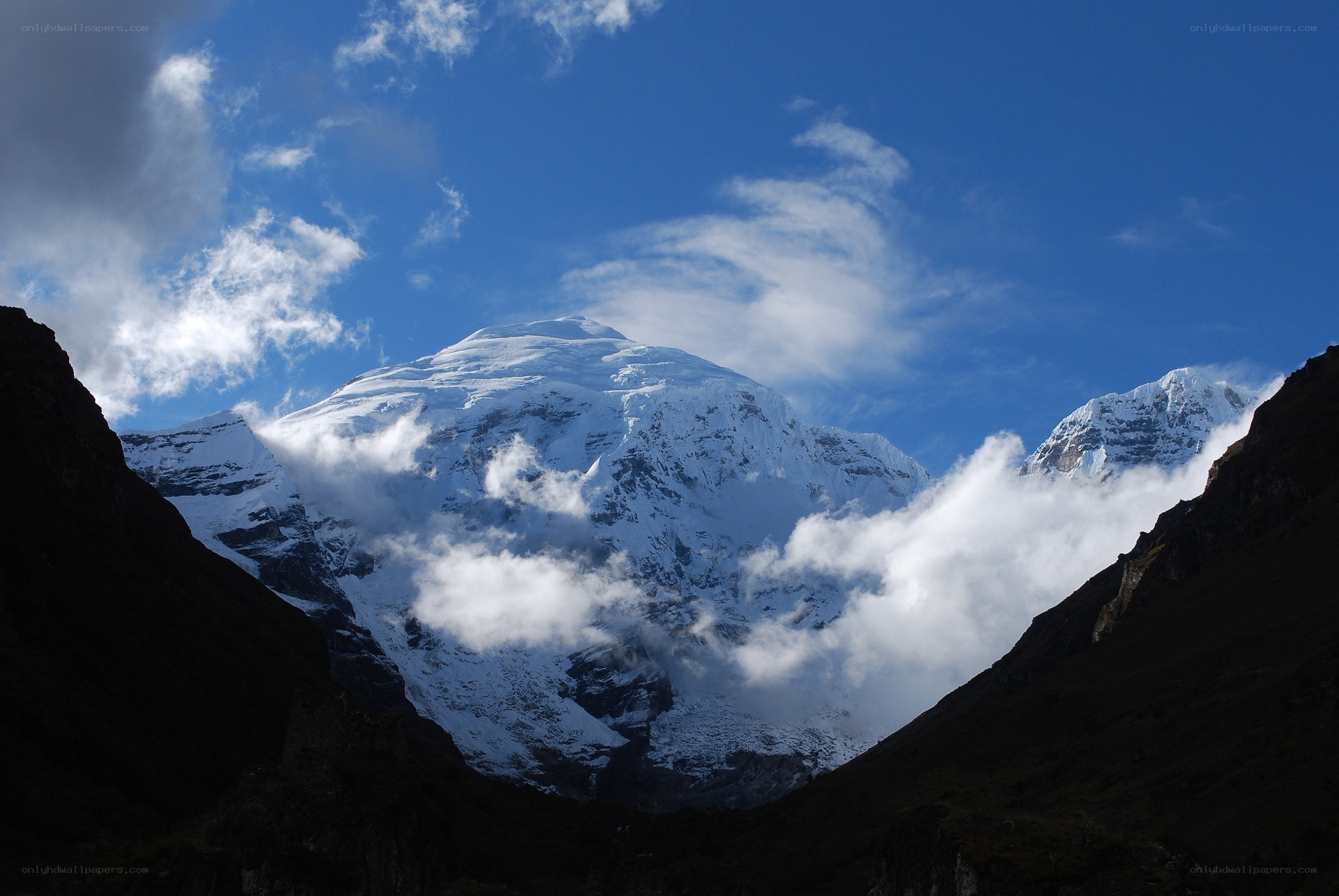 Snow-capped mountain peak