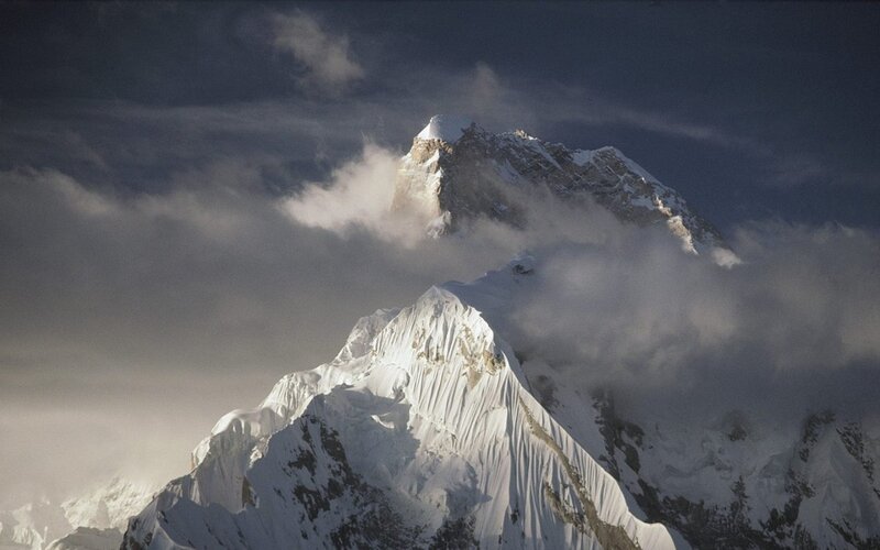 Snow-capped mountain peak