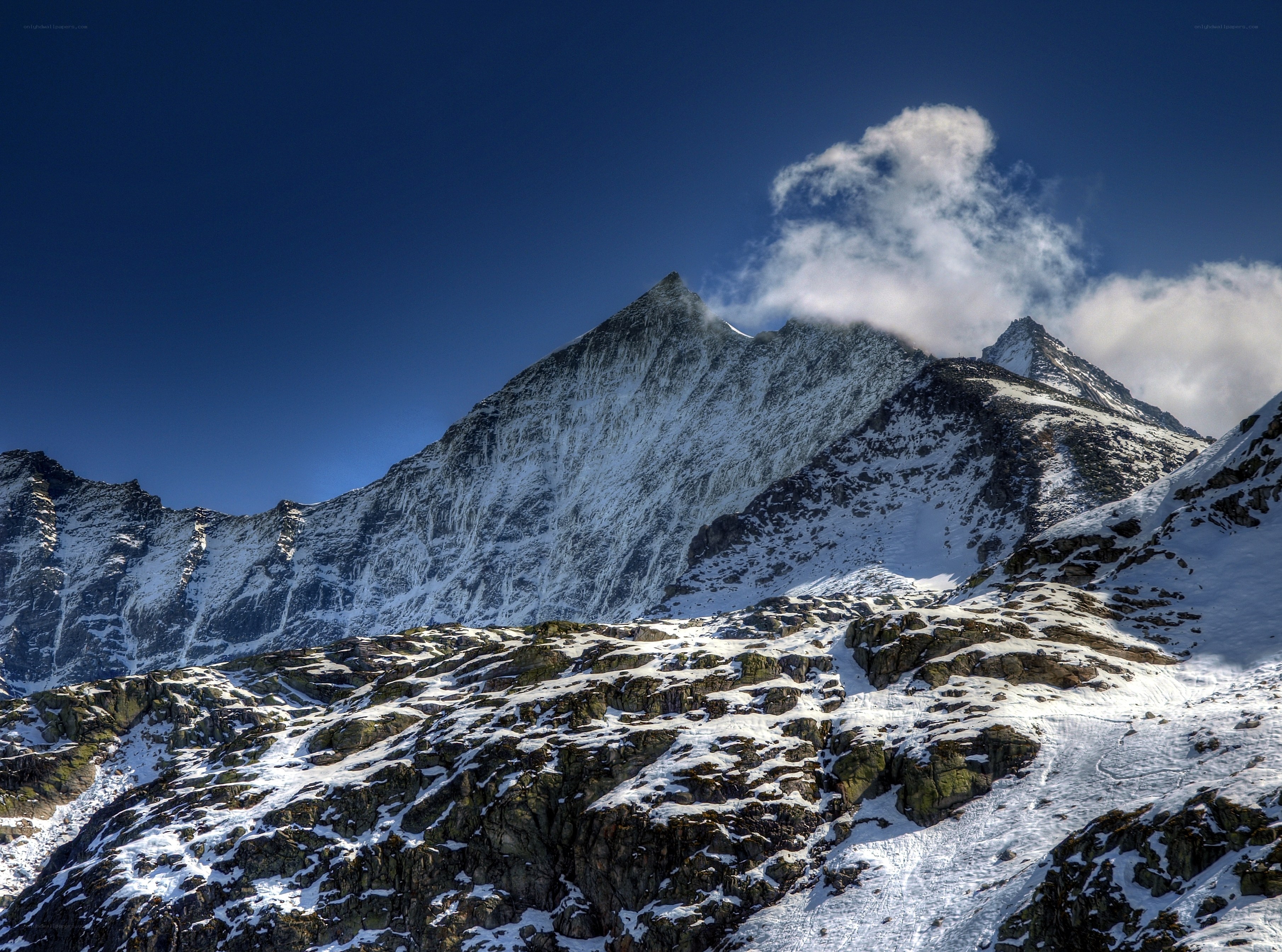 Snow-capped mountain peak