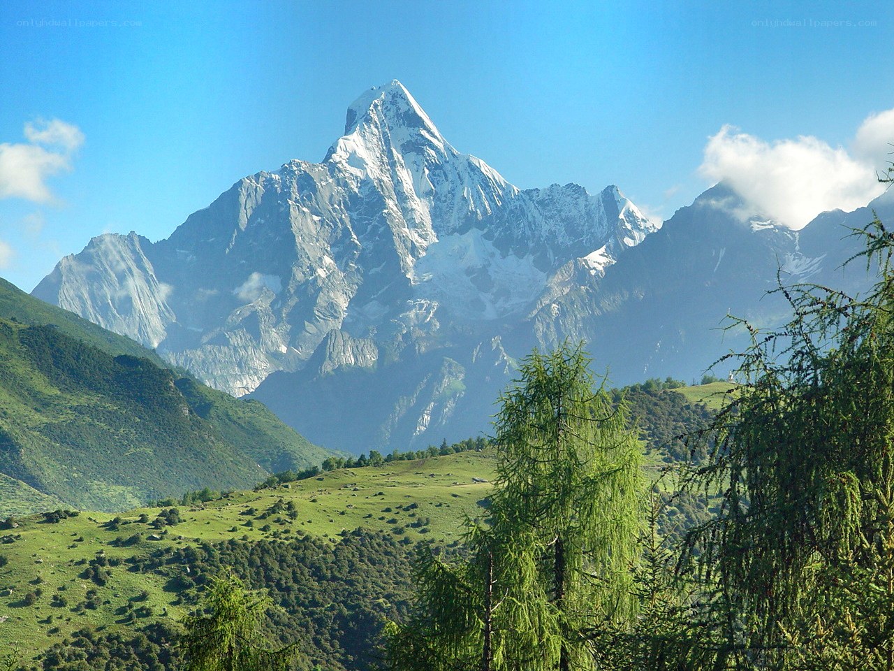 Snow-capped mountain peak