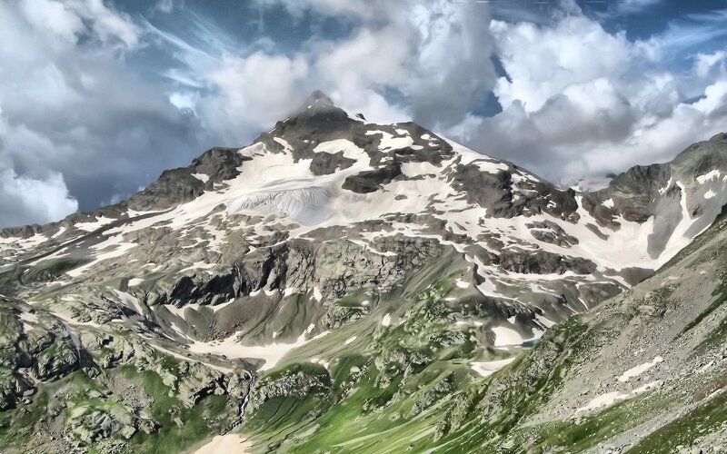 Snow-capped mountain peak