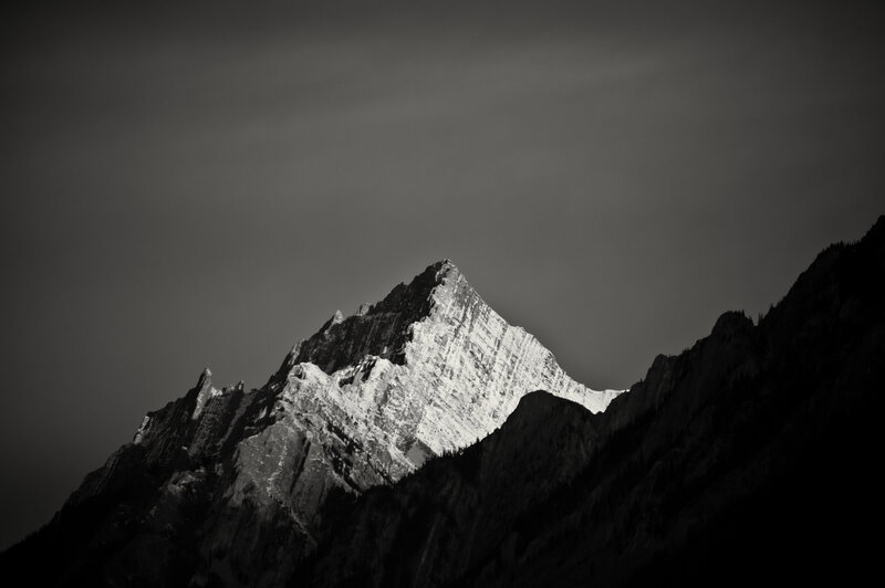 Snow-capped Mountain Peak — Black, Dramatic, Photograph, Sky