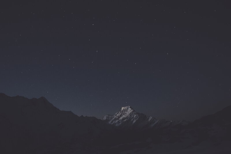 Snow-capped Mountain Peak — Black, Serene