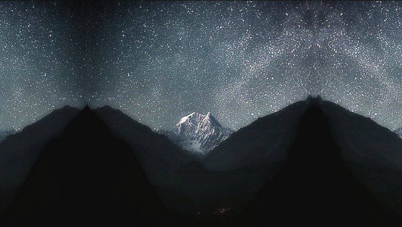 Snow-capped Mountain Peak — Black