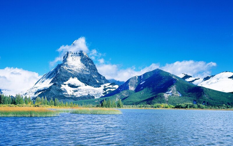 Snow-capped Mountain Peak — Blue, Afternoon