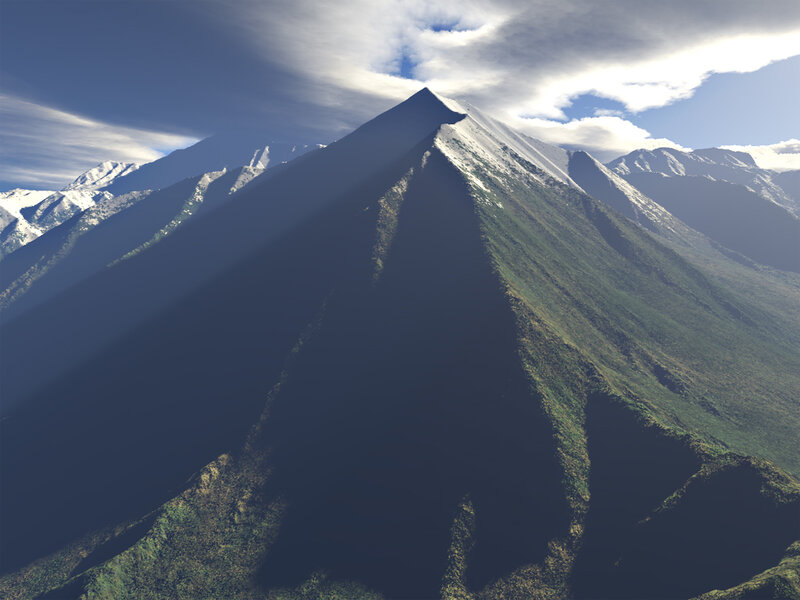 Snow-capped Mountain Peak — Blue, Dramatic, Afternoon, 3d Render