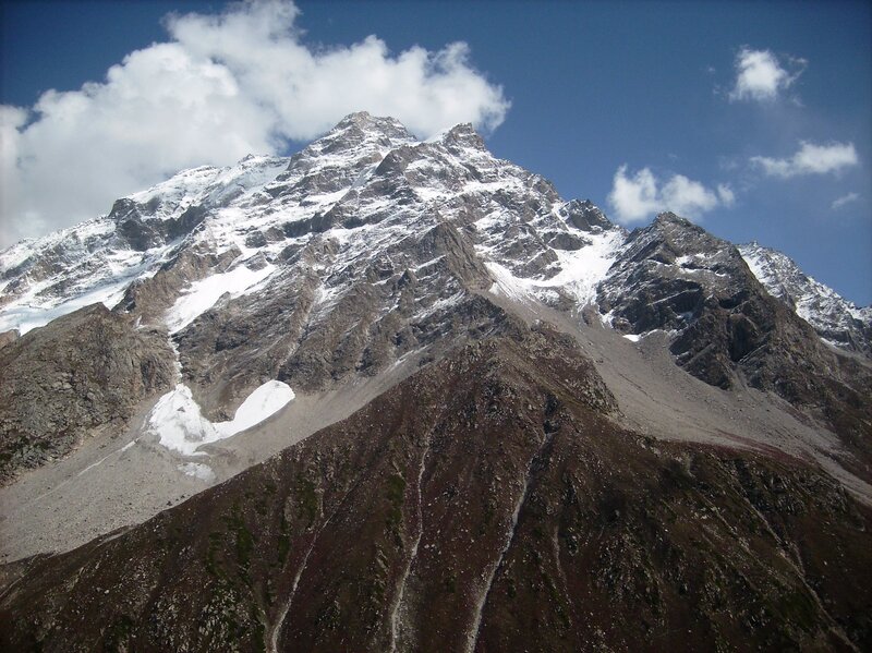Snow-capped Mountain Peak — Blue, Dramatic, Afternoon, Photograph, Clouds