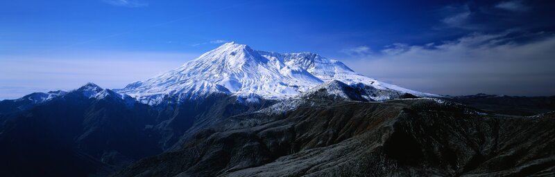 Snow-capped Mountain Peak — Blue, Dramatic, Afternoon, Photograph, Mountain Range