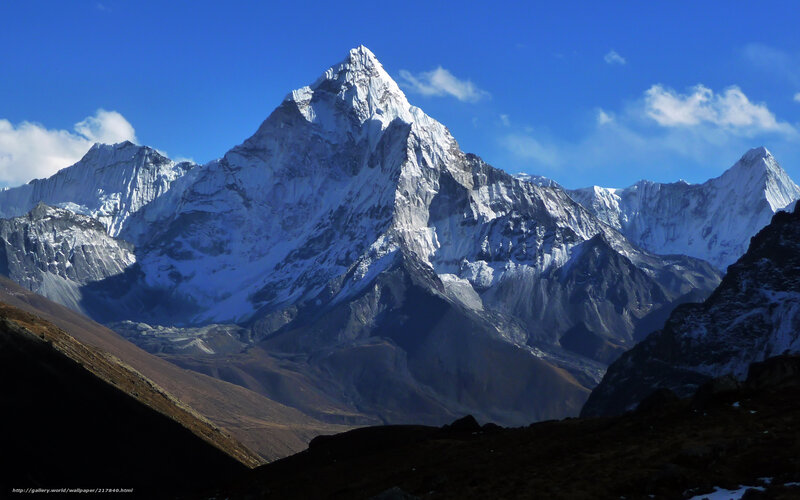 Snow-capped Mountain Peak — Blue, Dramatic, Afternoon, Photograph, Mountains, Sky