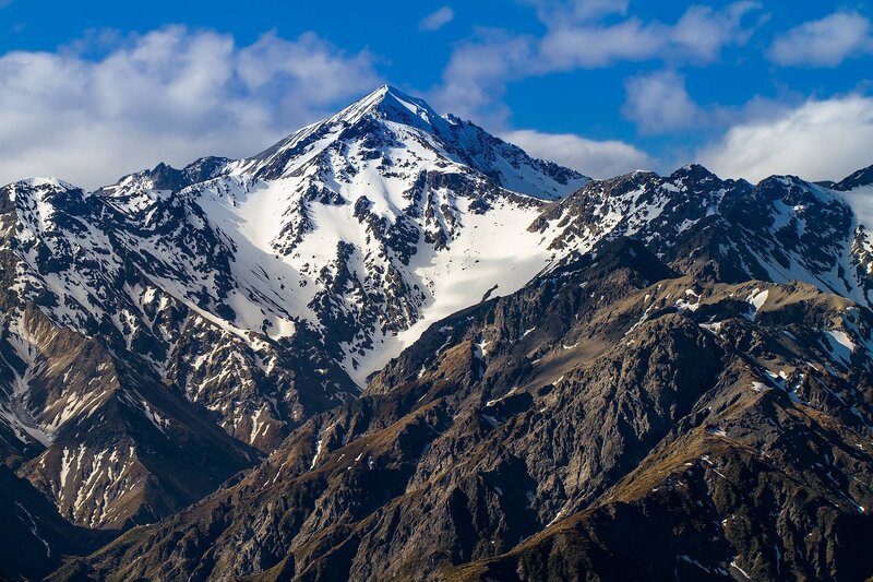 Snow-capped Mountain Peak — Blue, Dramatic, Afternoon, Photograph, Mountains