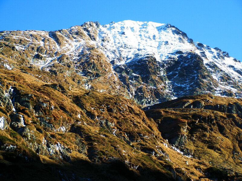 Snow-capped Mountain Peak — Blue, Dramatic, Afternoon, Photograph, Snow
