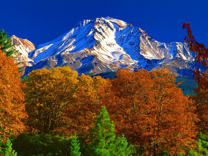 Snow-capped Mountain Peak — Blue, Dramatic, Autumn, Photograph