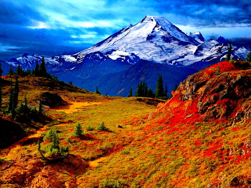 Snow-capped Mountain Peak — Blue, Dramatic, Autumn