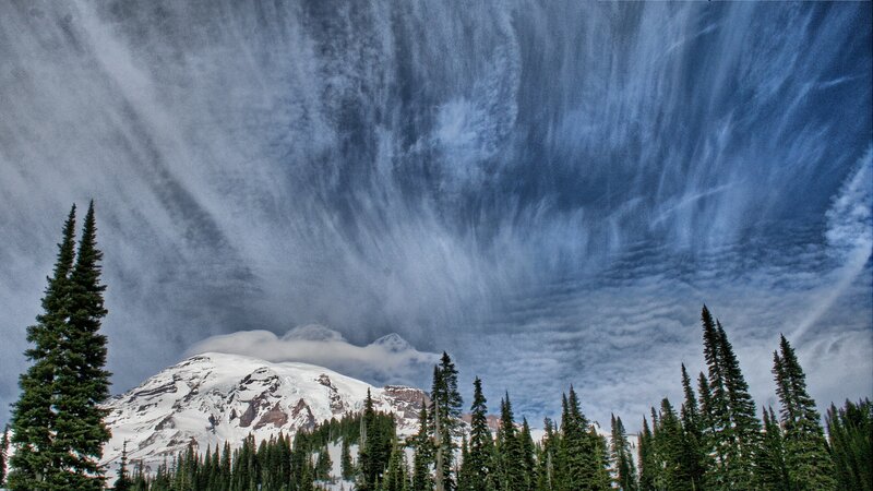 Snow-capped Mountain Peak — Blue, Dramatic, Winter