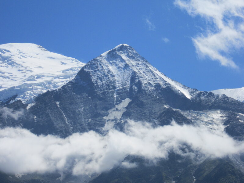 Snow-capped Mountain Peak — Blue, Serene, Afternoon, Photograph, Clouds