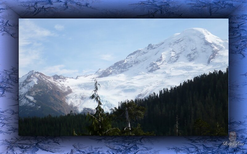 Snow-capped Mountain Peak — Blue, Serene, Afternoon, Photograph, Forest, Glacier, Sky