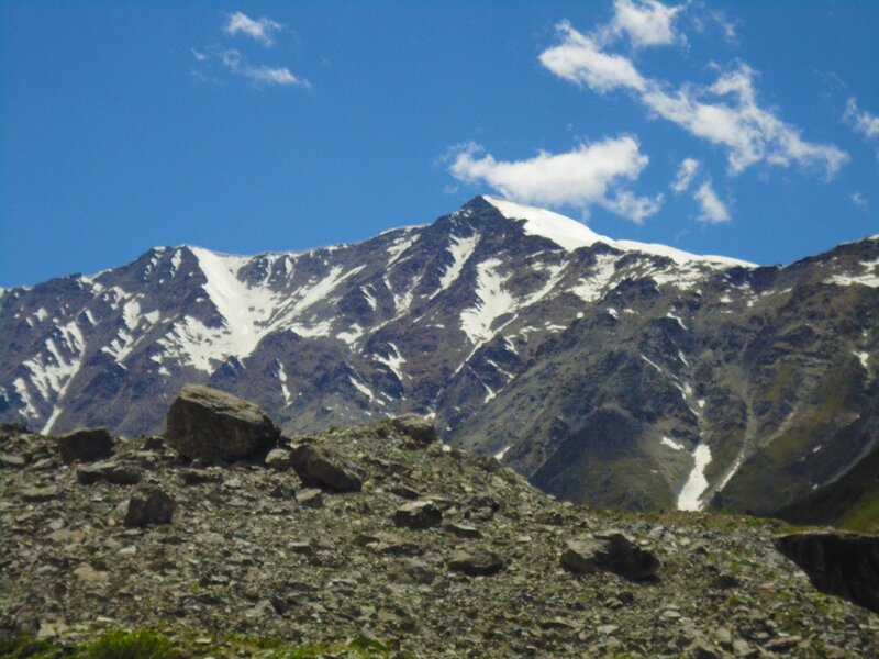 Snow-capped Mountain Peak — Blue, Serene, Afternoon, Photograph, Rock