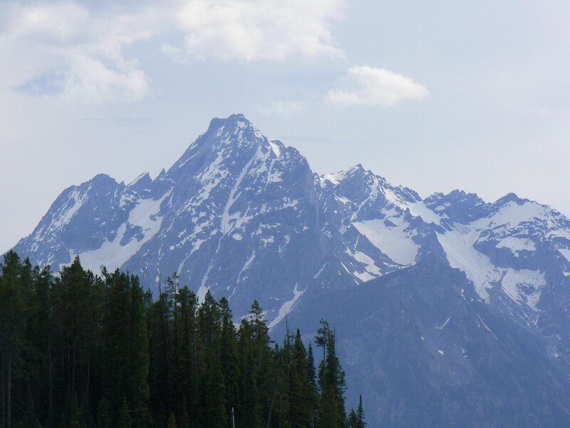 Snow-capped Mountain Peak — Blue, Serene, Afternoon, Photograph, Trees, Clouds