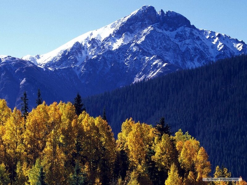 Snow-capped Mountain Peak — Blue, Serene, Autumn