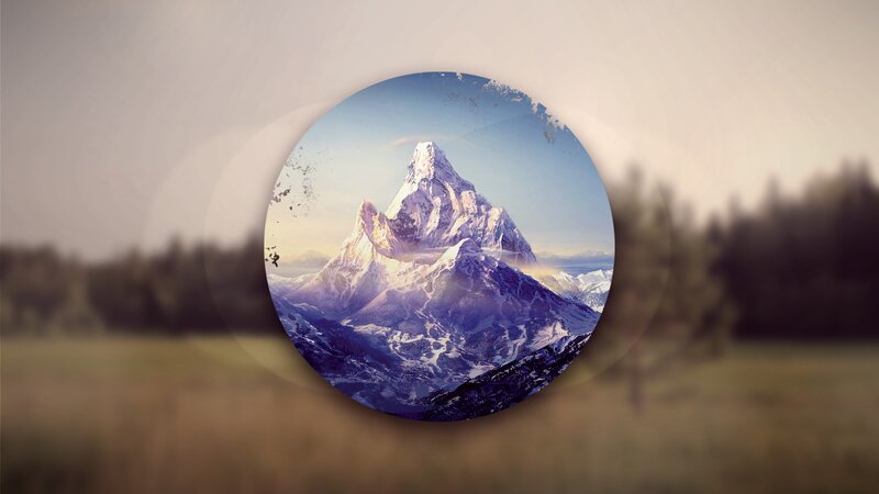 Snow-capped Mountain Peak — Blue, Serene, Morning, Digital Art