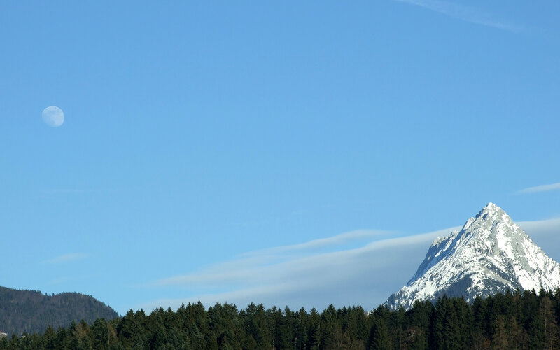 Snow-capped Mountain Peak — Blue, Serene, Morning