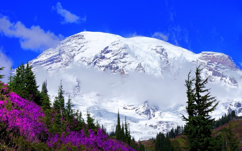 Snow-capped Mountain Peak — Blue, Serene, Spring