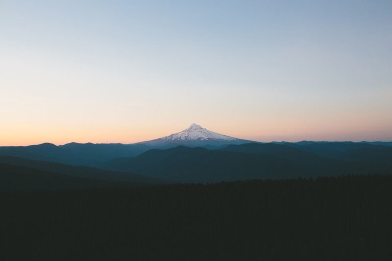 Snow-capped Mountain Peak — Blue, Serene, Sunset, Photograph, Mountains