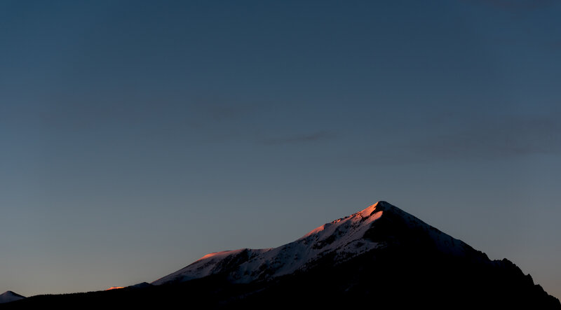 Snow-capped Mountain Peak — Blue, Serene, Sunset, Photograph, Sky