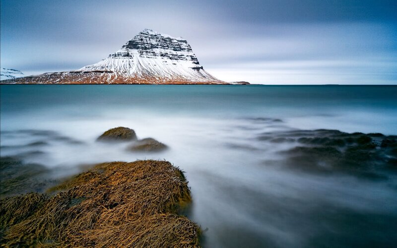 Snow-capped Mountain Peak — Blue, Serene, Winter, Photograph
