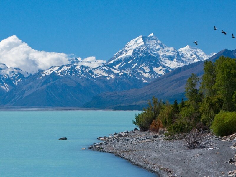Snow-capped Mountain Peak — Blue