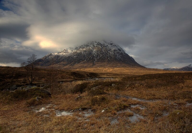 Snow-capped Mountain Peak — Brown, Dramatic, Autumn