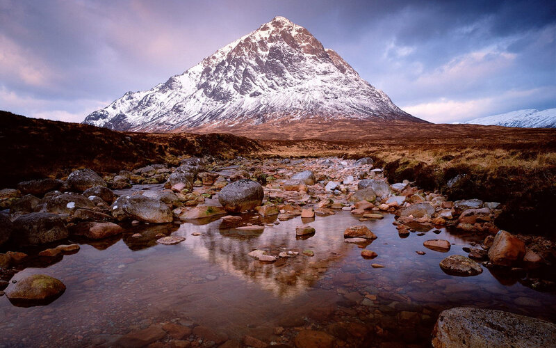 Snow-capped Mountain Peak — Brown, Dramatic