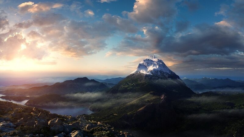 Snow-capped Mountain Peak — Digital Art
