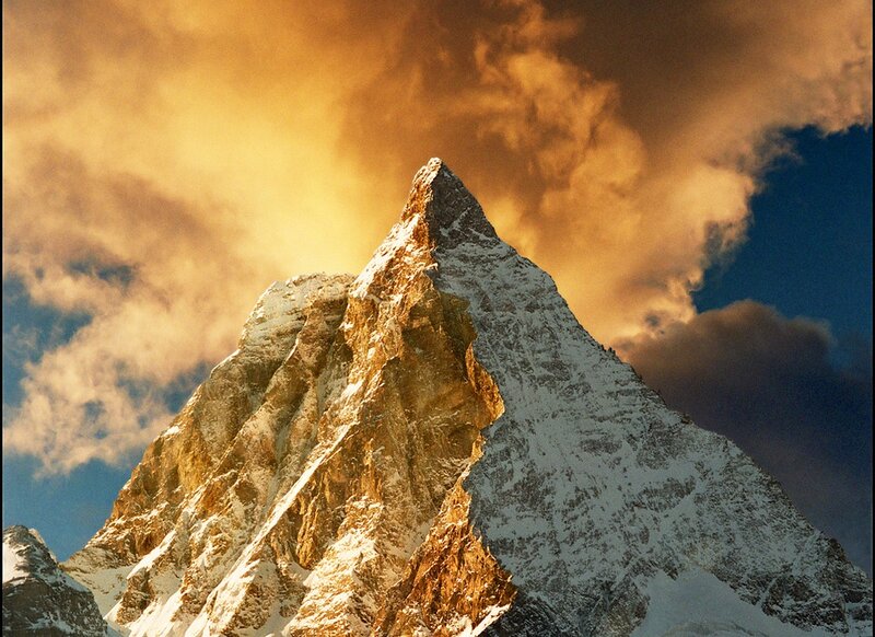 Snow-capped Mountain Peak — Gold