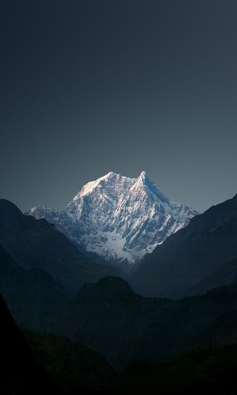 Snow-capped Mountain Peak — Gray, Dramatic, Night