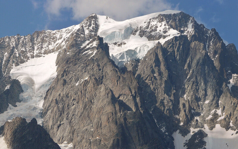 Snow-capped Mountain Peak — Gray