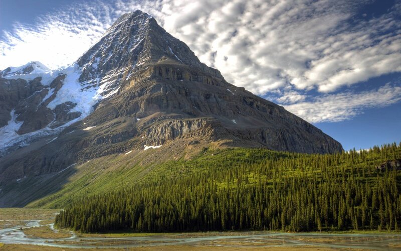 Snow-capped Mountain Peak — Green, Dramatic, Afternoon