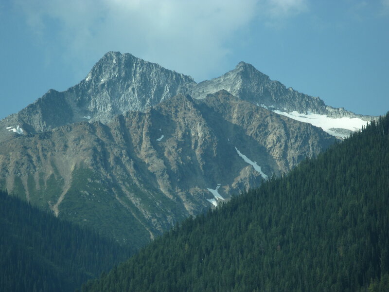 Snow-capped Mountain Peak — Green, Serene, Afternoon, Photograph, Forest, Sky