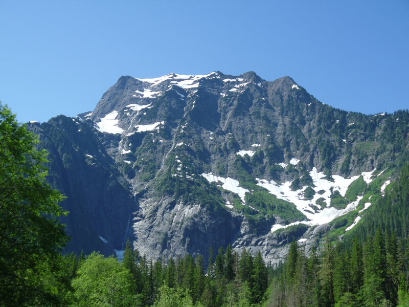 Snow-capped Mountain Peak — Green, Serene, Summer, Photograph, Trees