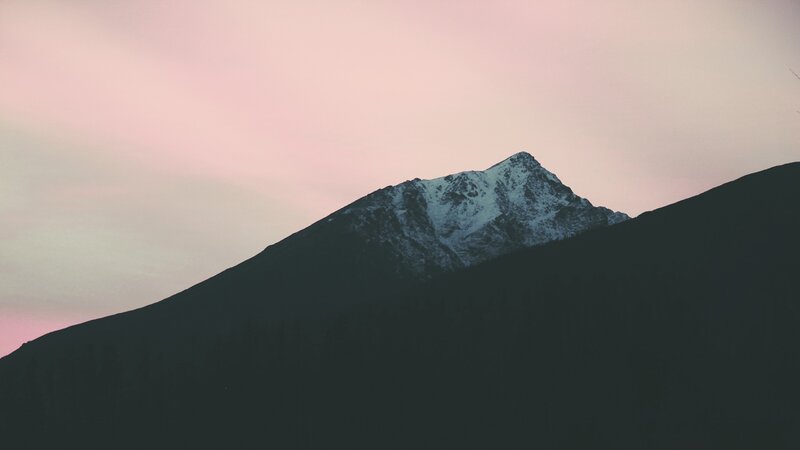 Snow-capped Mountain Peak — Pink, Serene, Sunset, Photograph