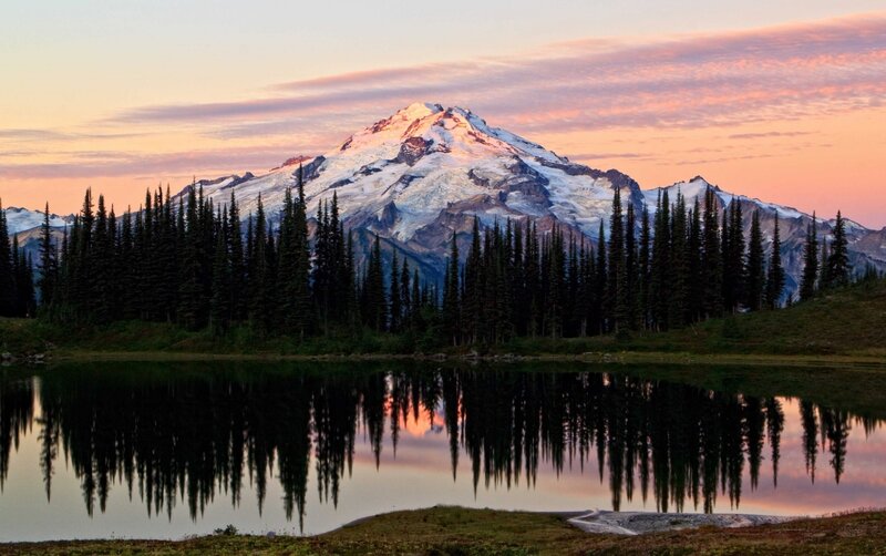 Snow-capped Mountain Peak — Pink, Serene