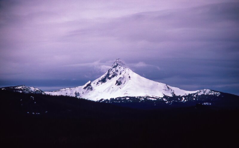 Snow-capped Mountain Peak — Purple, Dramatic, Night