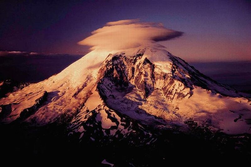 Snow-capped Mountain Peak — Purple, Dramatic