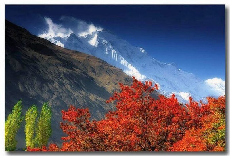 Snow-capped Mountain Peak — Red