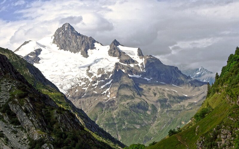 Snow-capped Mountain Peak — White, Dramatic, Afternoon, Photograph, Glacier