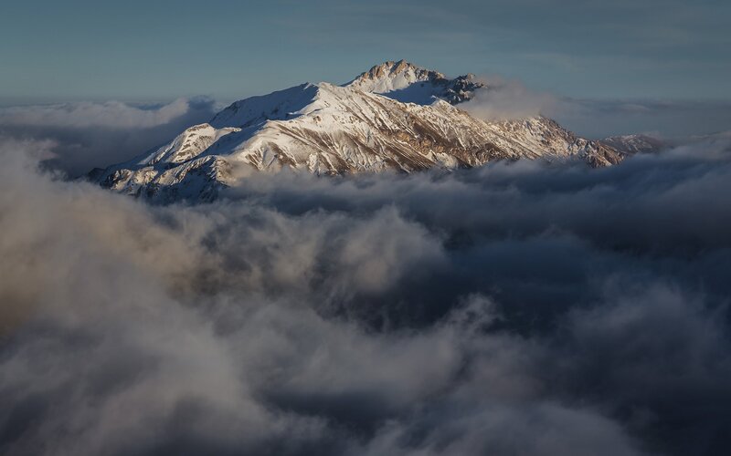 Snow-capped Mountain Peak — White, Dramatic, Morning, Photograph