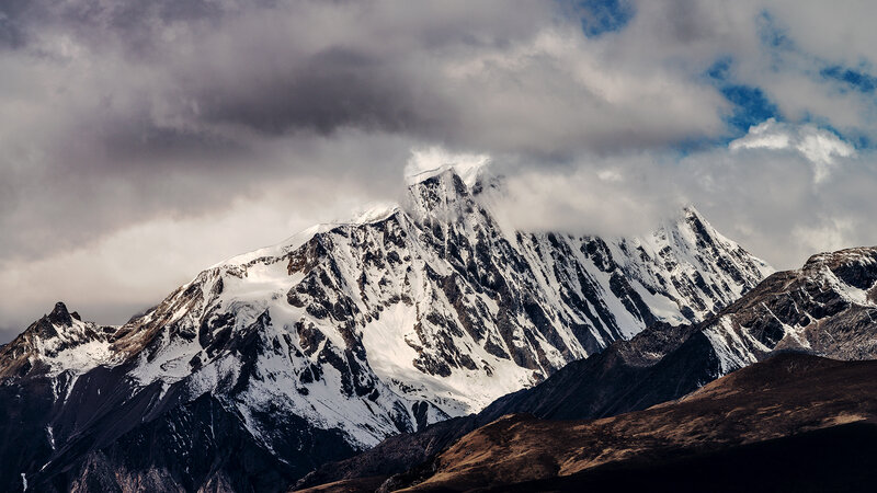 Snow-capped Mountain Peak — White, Dramatic, Photograph, Mountains