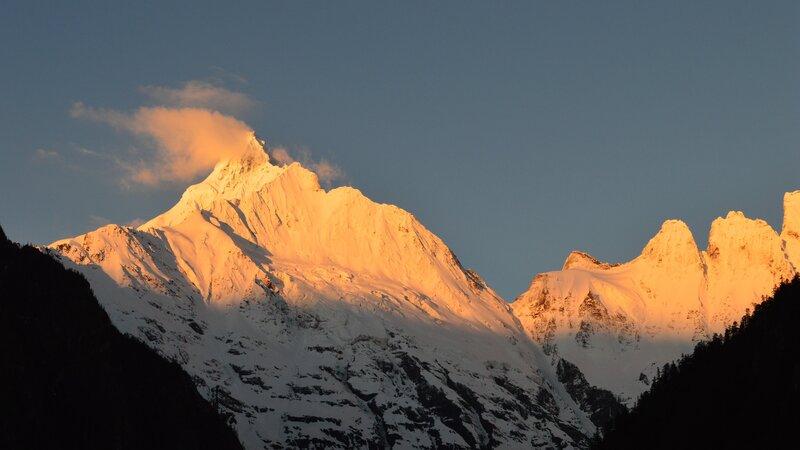 Snow-capped Mountain Peak — White, Dramatic, Sunset, Photograph, Cloud