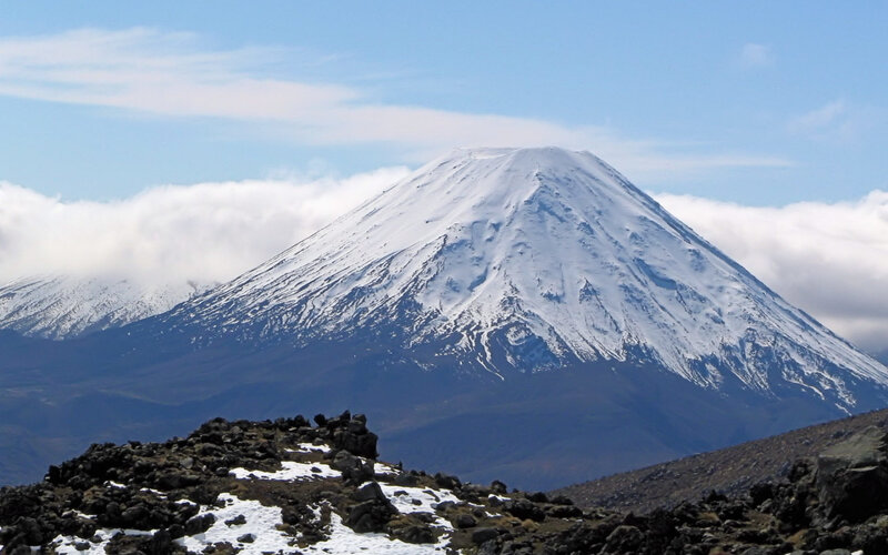 Snow-capped Mountain Peak — White, Serene, Afternoon, Photograph, Clouds, Rocky Terrain