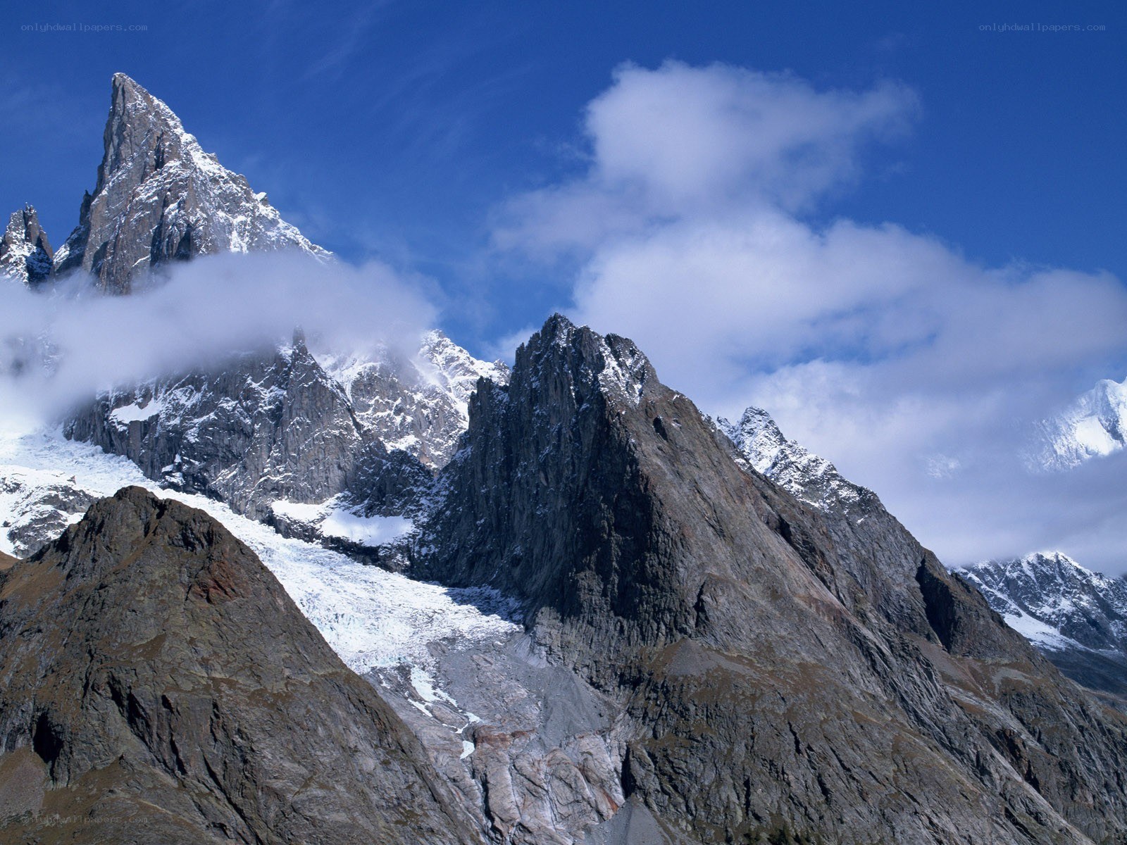 Snow-capped mountain peaks